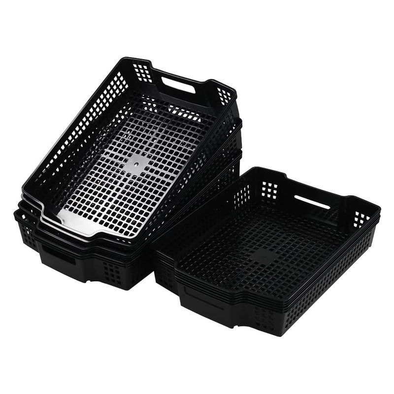 Qqbine Stackable Kitchen Office Desk File Basket Trays  Black  6 Packs - Image 2